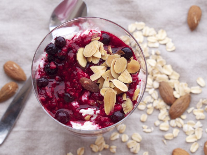 From the Athlete’s Kitchen’s Make Ahead Mondays: Rolled Oats With Greek Yogurt And Mixed Berries