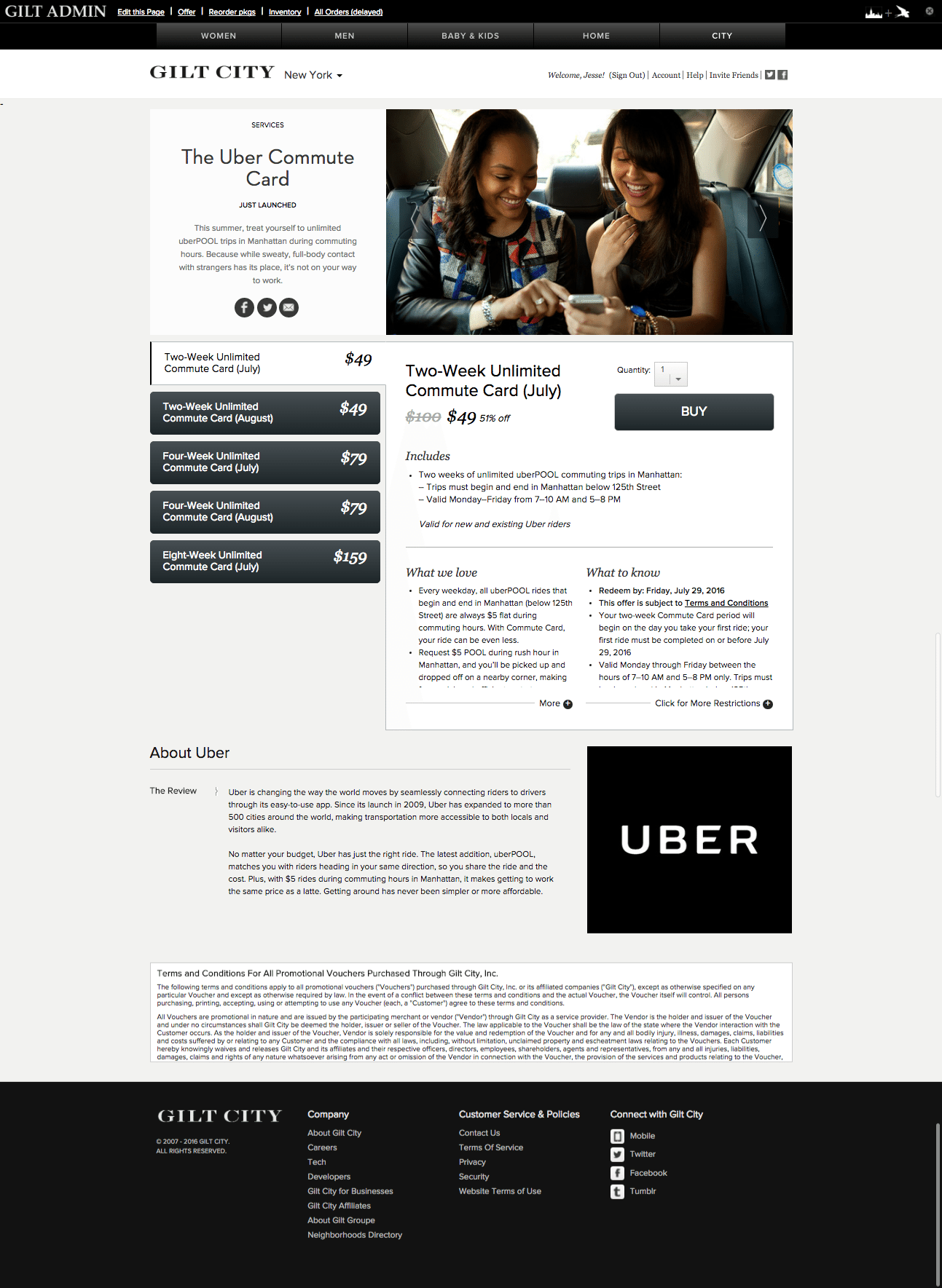 Gilt City & Uber To Launch uberPOOL Commute Cards Today At 4:30 PM EST